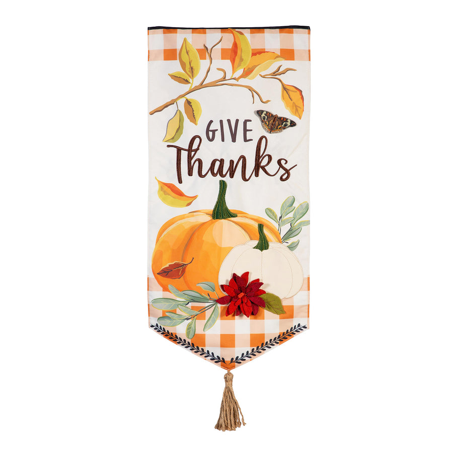 Give Thanks Pumpkins Everlasting Impression Textile Flag