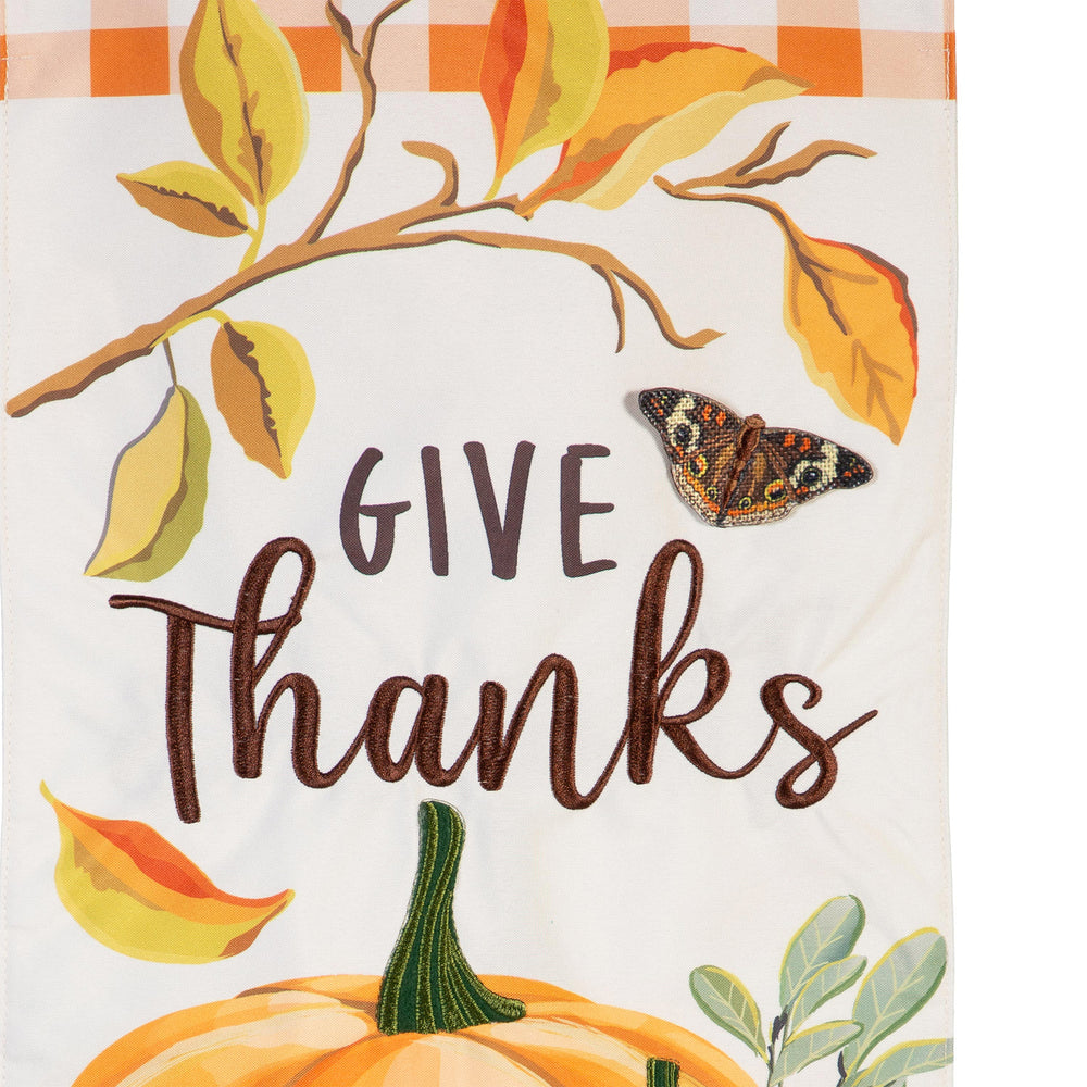 Give Thanks Pumpkins Everlasting Impression Textile Flag