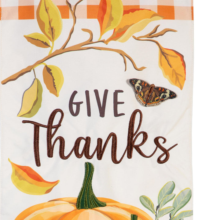 Give Thanks Pumpkins Everlasting Impression Textile Flag