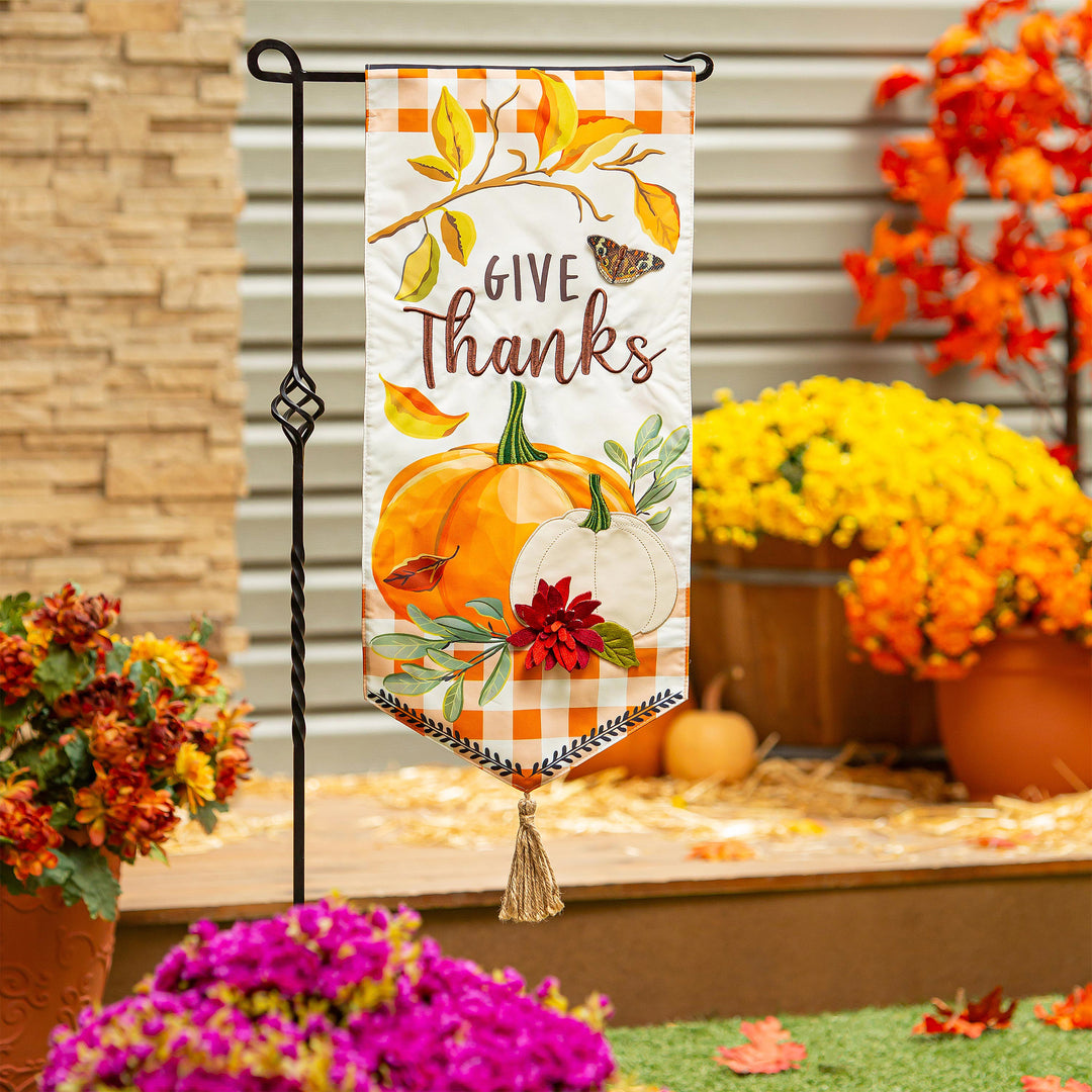 Give Thanks Pumpkins Everlasting Impression Textile Flag