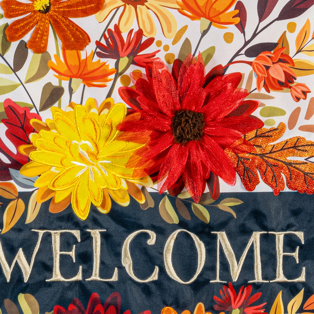 Fall Floral Applique Garden Flag