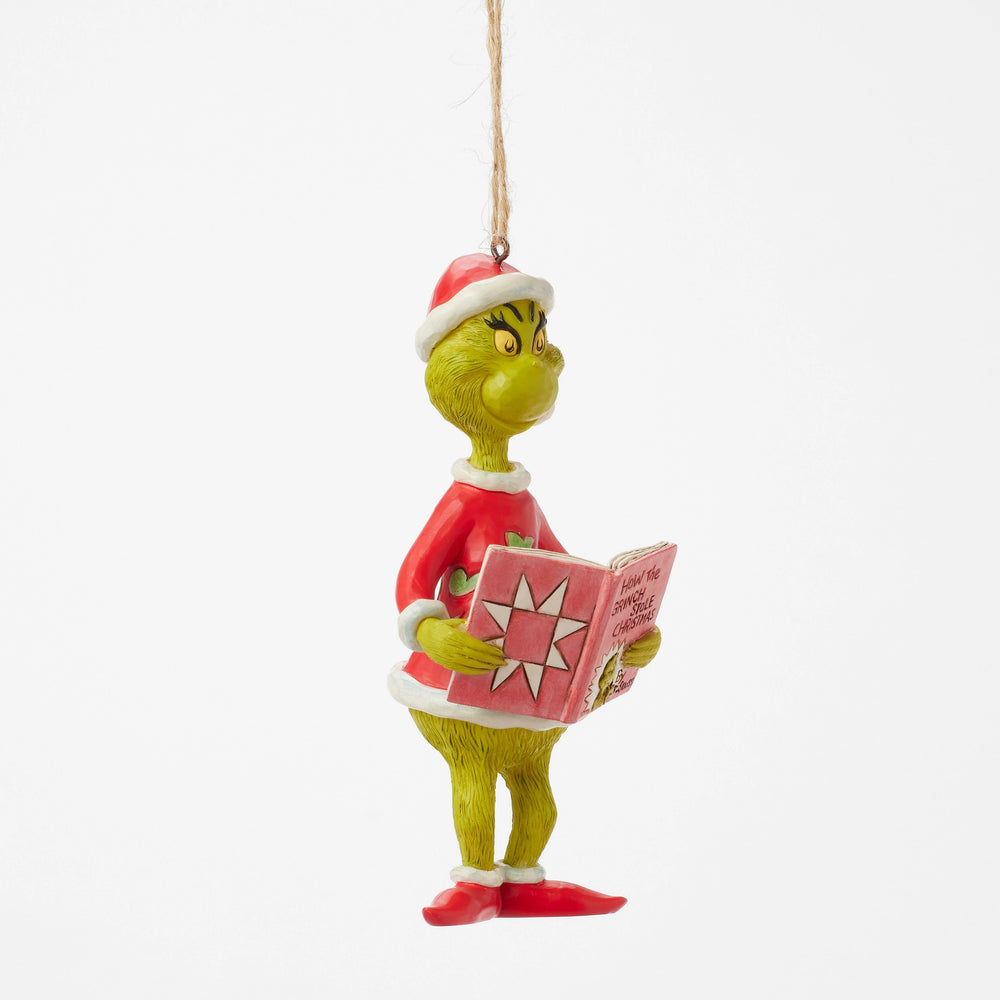 Grinch with Book Ornament