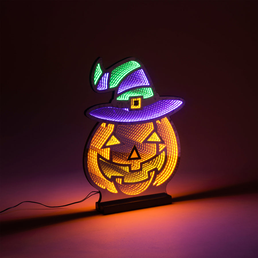 Infinity Lighted Pumpkin with Witch's Hat