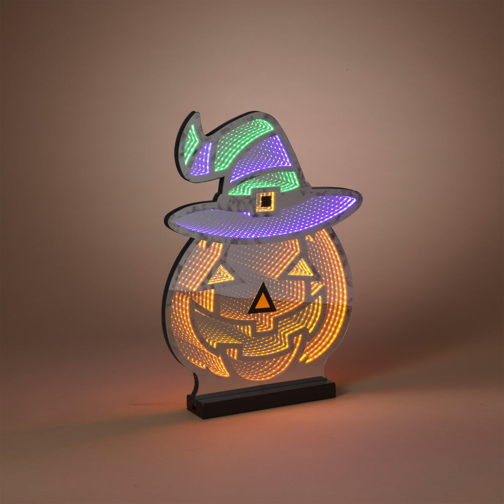 Infinity Lighted Pumpkin with Witch's Hat