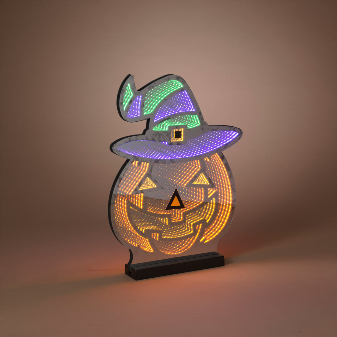 Infinity Lighted Pumpkin with Witch's Hat