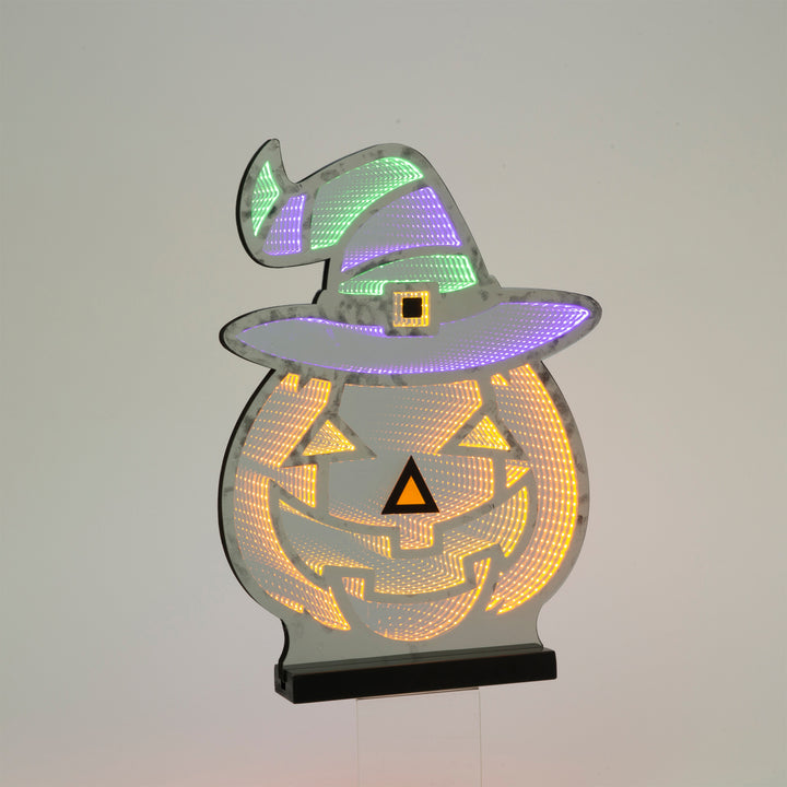 Infinity Lighted Pumpkin with Witch's Hat