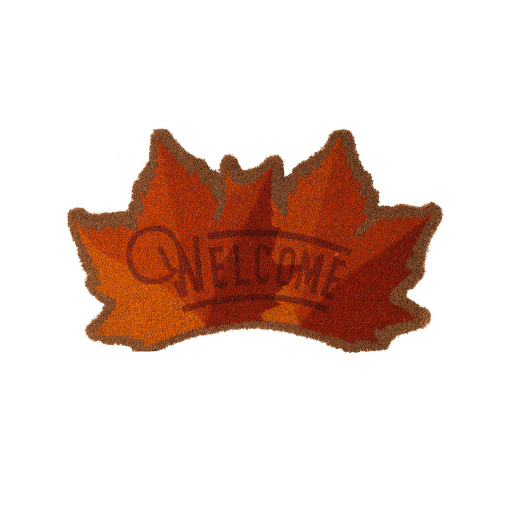 Vinyl Backed Coir Fall and Halloween Coir Doormat Maple Leaf Welcome