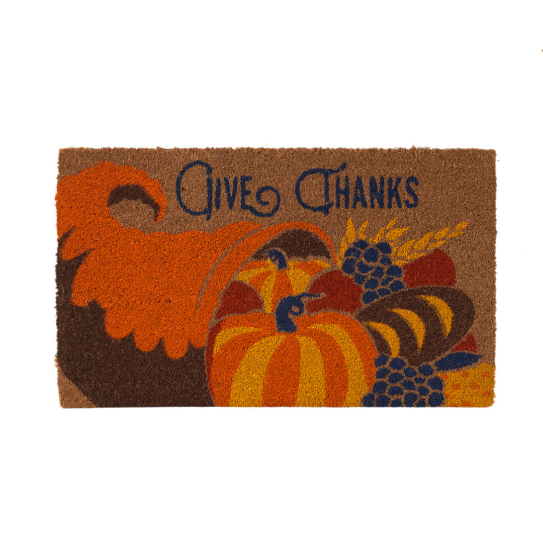 Vinyl Backed Coir Fall and Halloween Coir Doormat Give Thanks