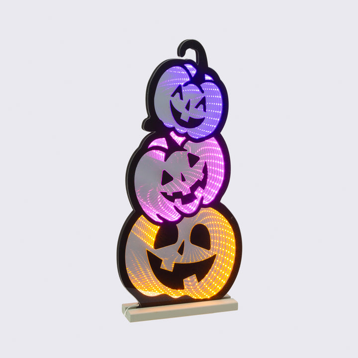 Infinity Lighted Halloween Stacked Pumpkins