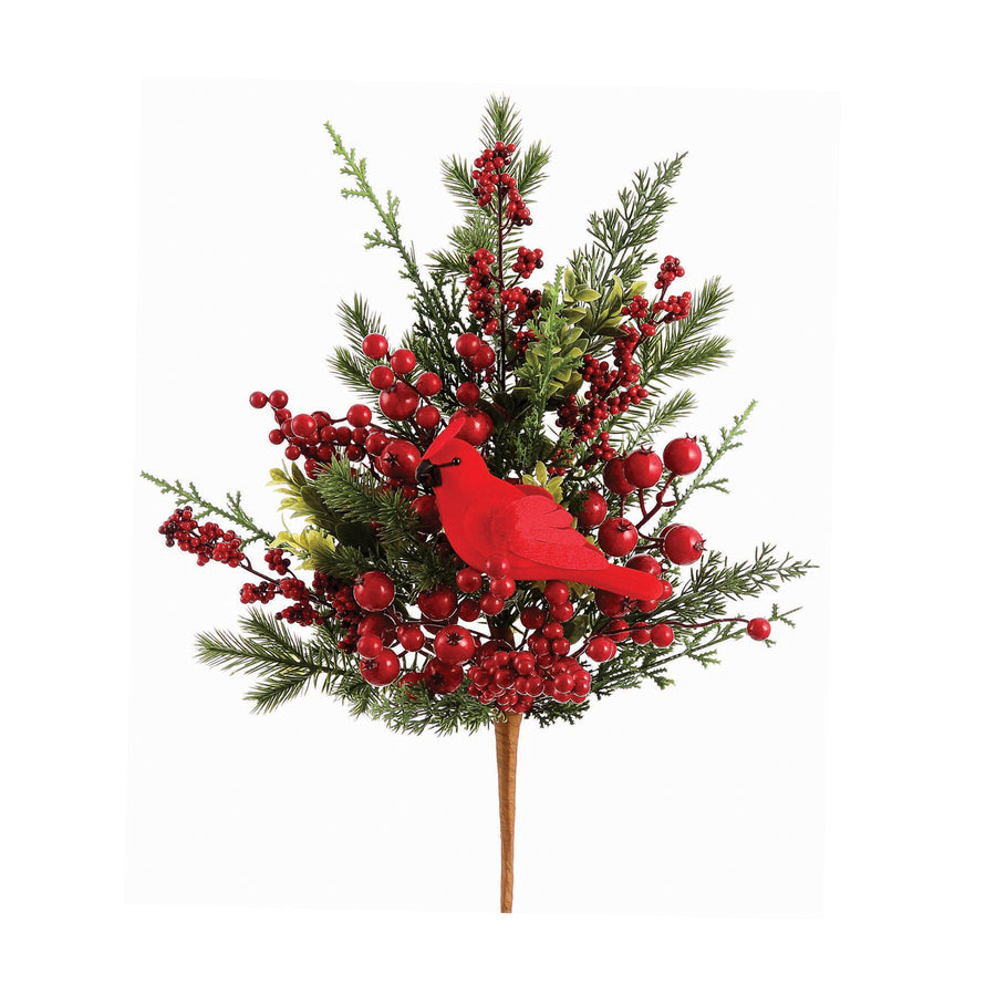 Red Berry Cardinal & Pine Collection Spray