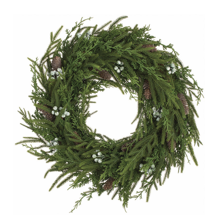 Pinecone White Berry & Pine Wreath