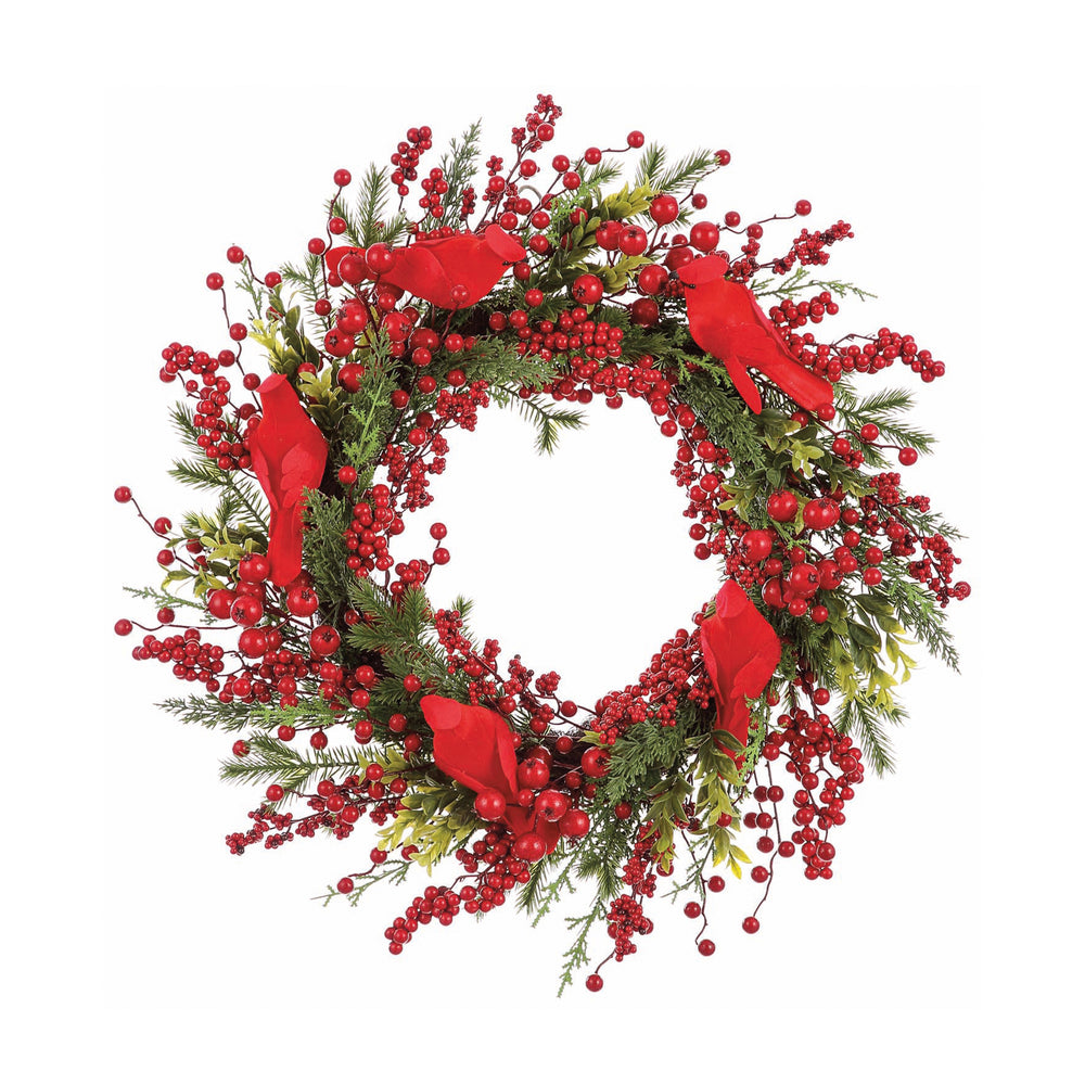 Red Berry Cardinal & Pine Collection Wreath