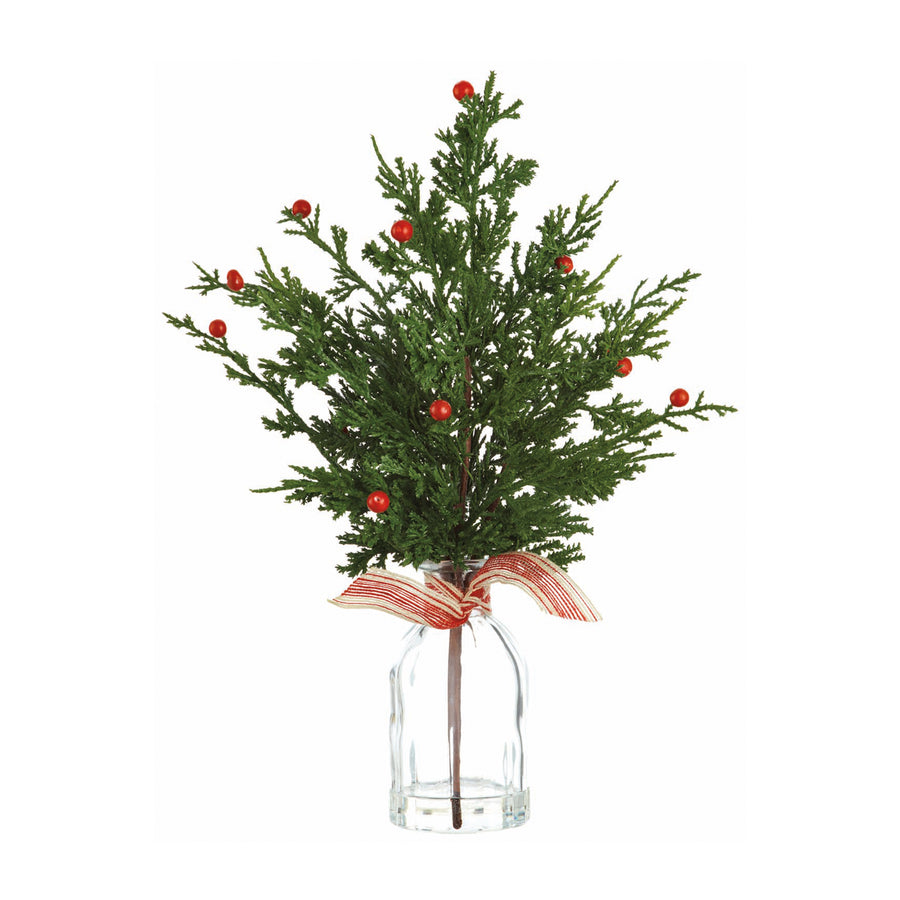 Berry & Cedar in Glass Vase