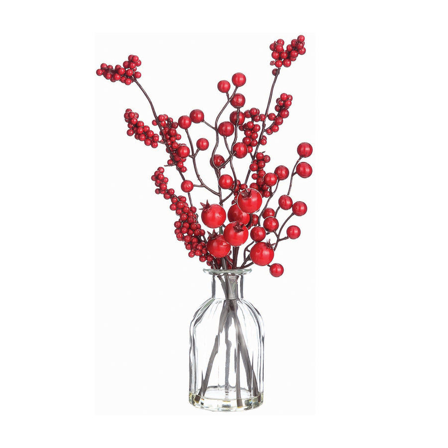 Red Berries in Glass Vase