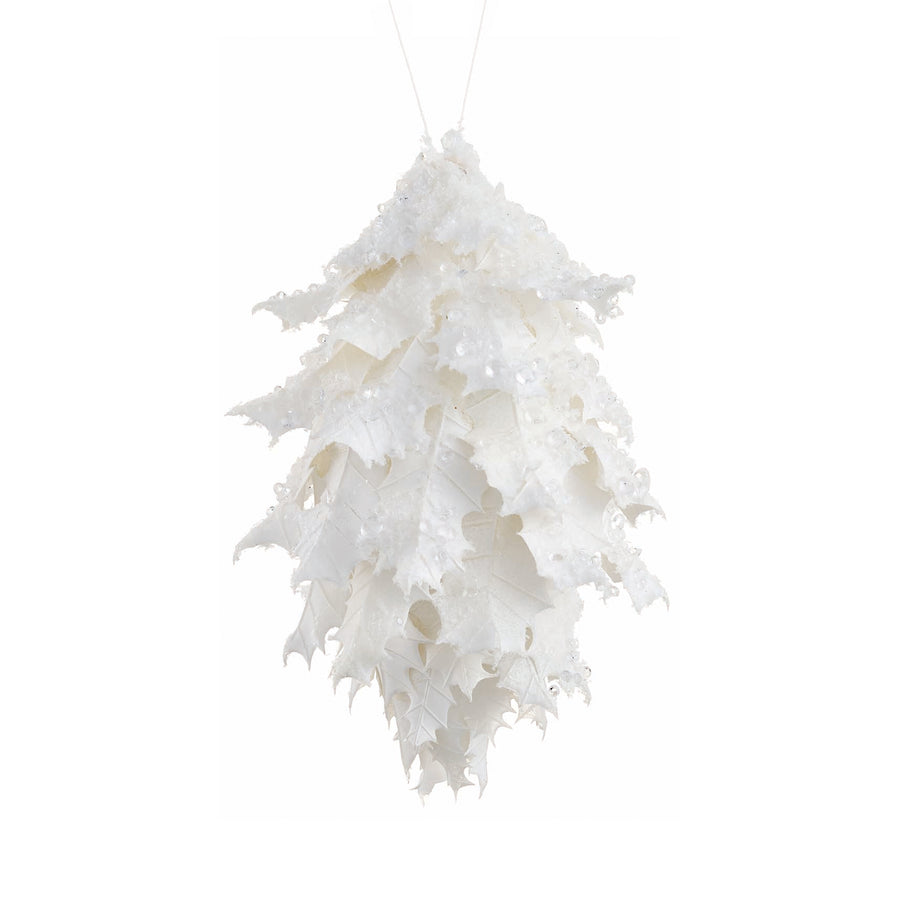 Iced Holly Leaf Finial Ornament