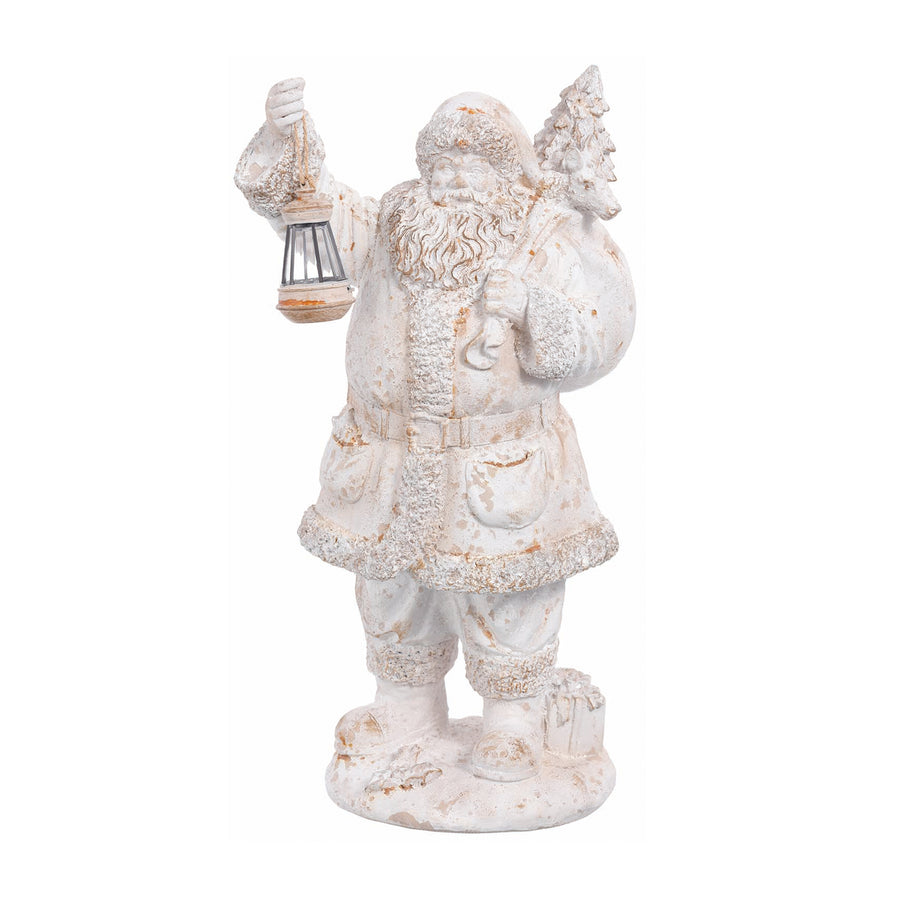 Antique White Santa Holding Lantern