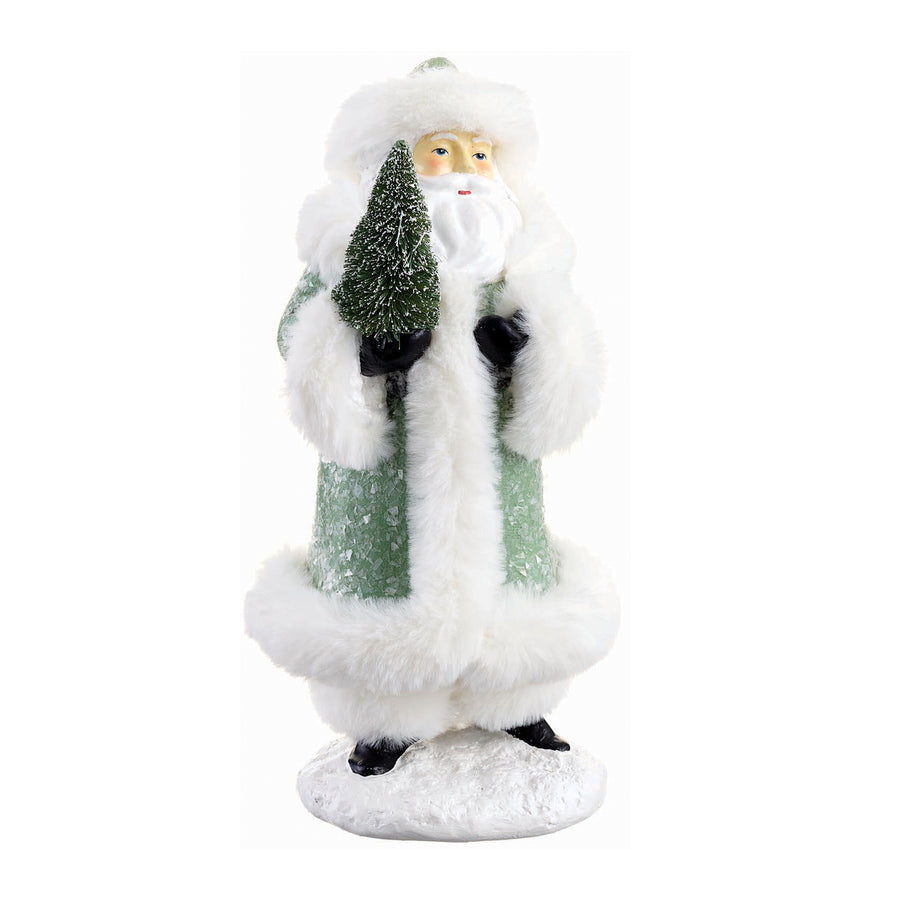 Glittered Santa Holding A Tree