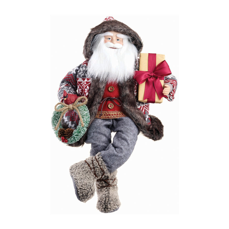 Sitting Fabric Santa with Gift Box