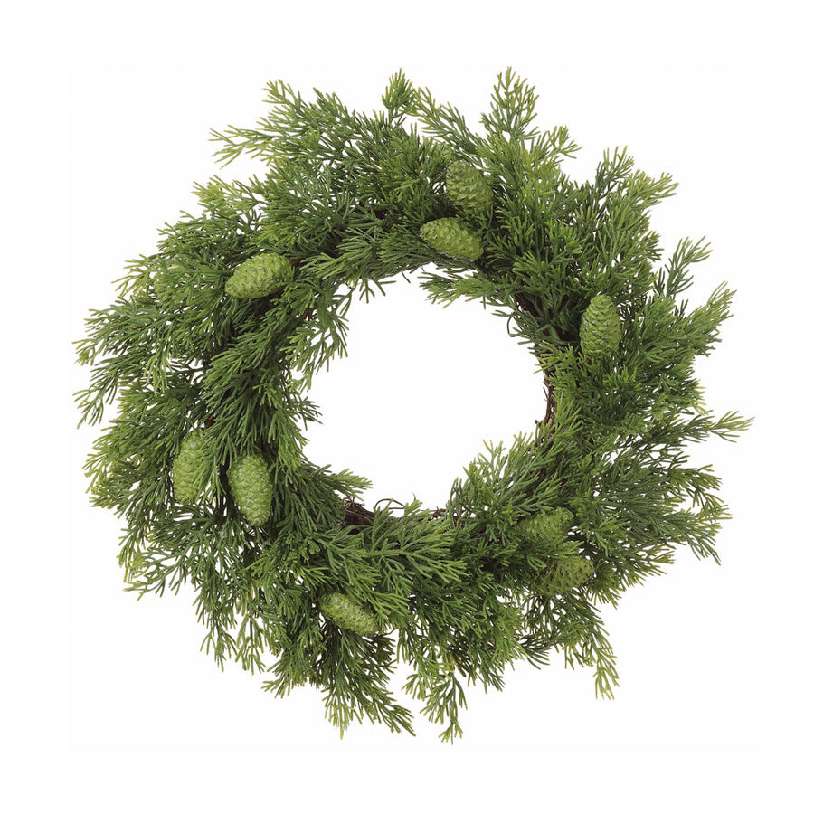 Soft PE Cedar and Pine Cone Wreath