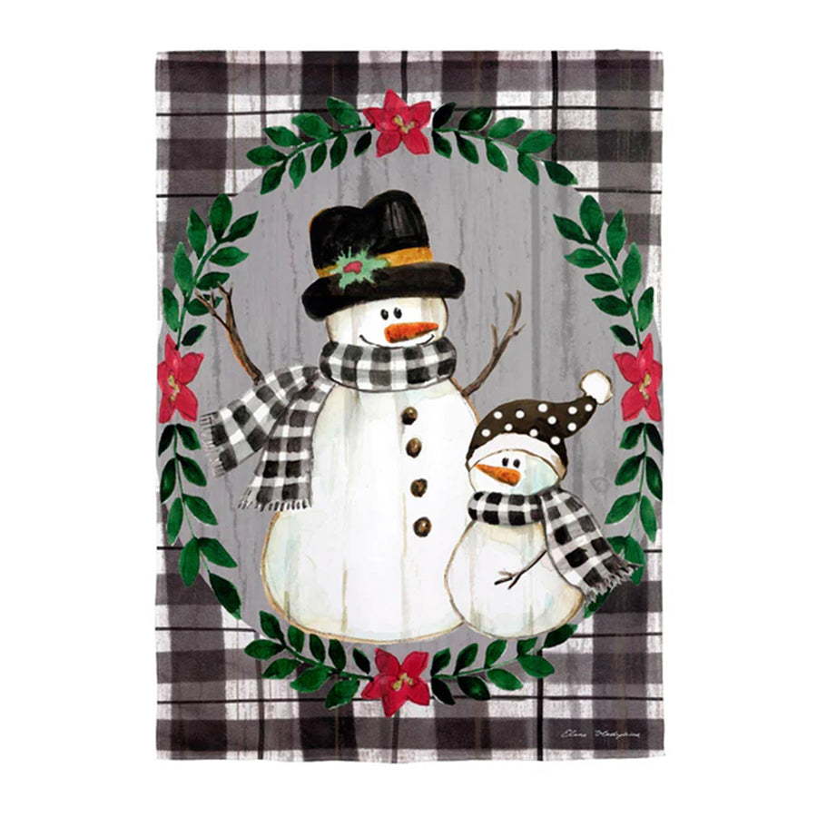 Country Snowmen Moire Garden Flag