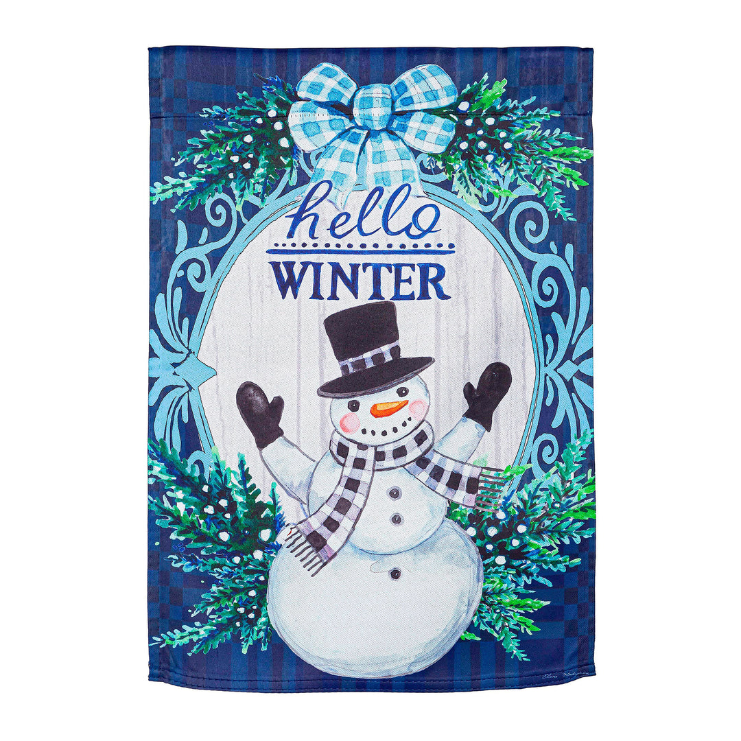 Winter Snowman Suede Garden Flag
