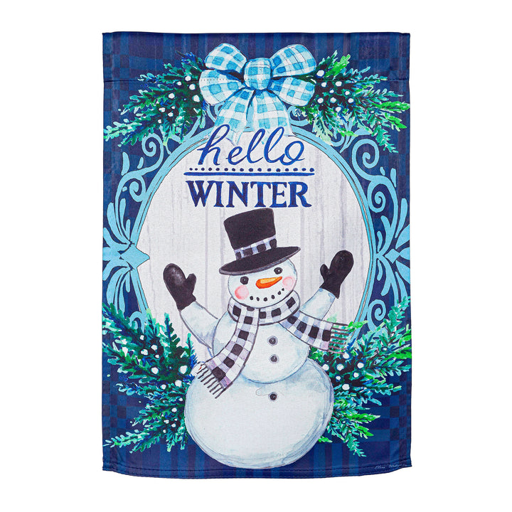Winter Snowman Suede Garden Flag