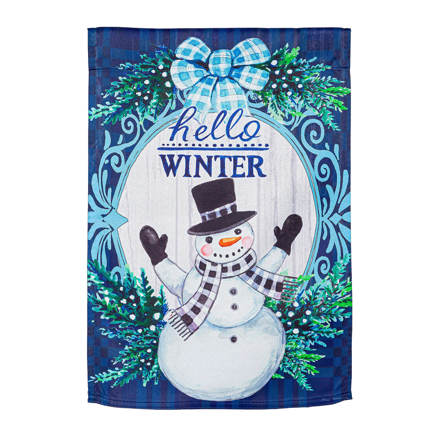 Winter Snowman Suede Garden Flag