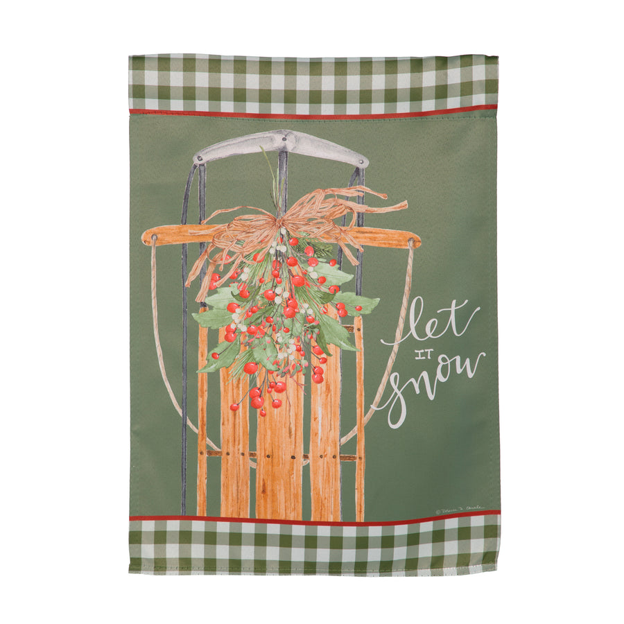 Let It Snow Sleigh Suede Garden Flag