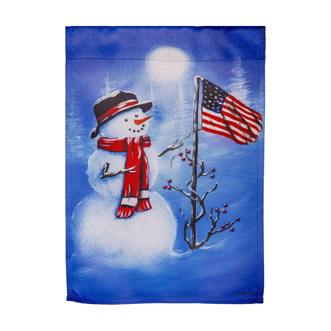 Patriotic Snowman Suede Garden Flag