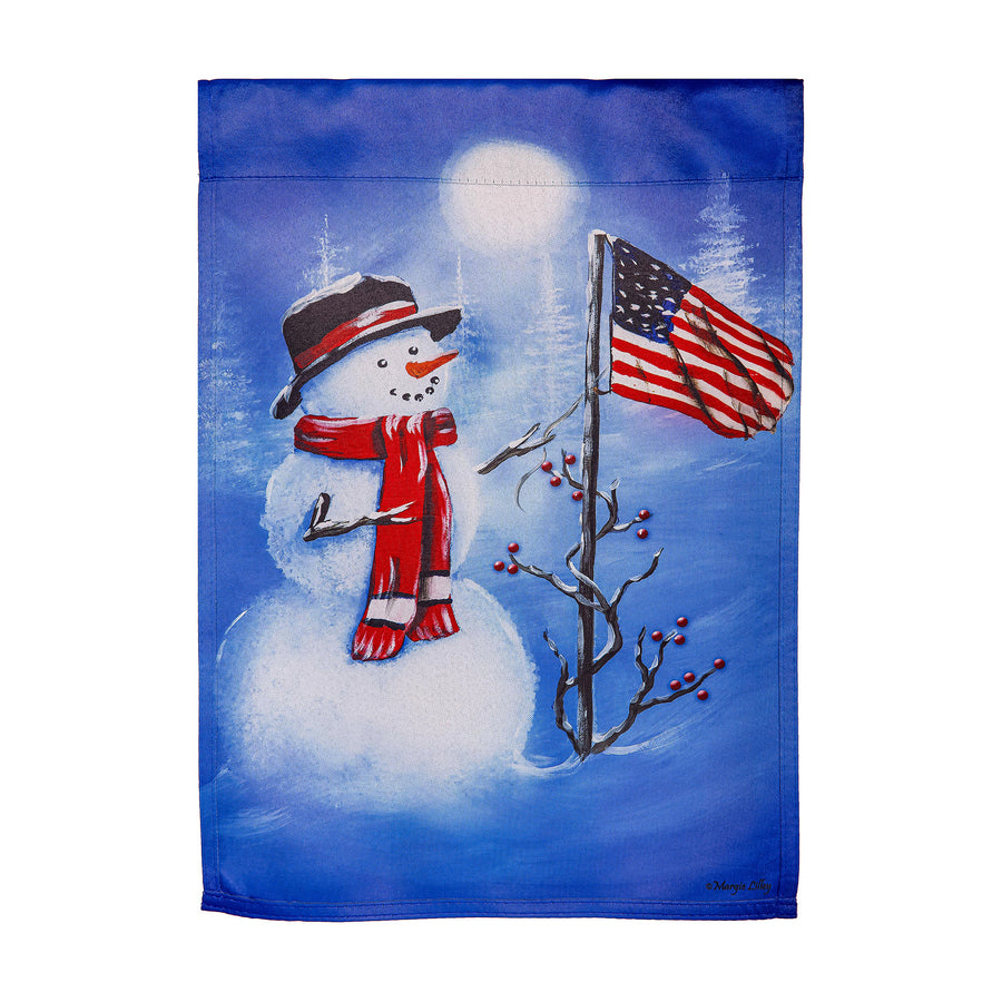 Patriotic Snowman Suede Garden Flag