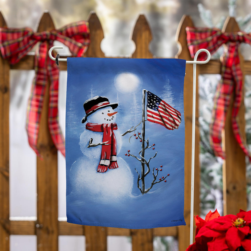 Patriotic Snowman Suede Garden Flag