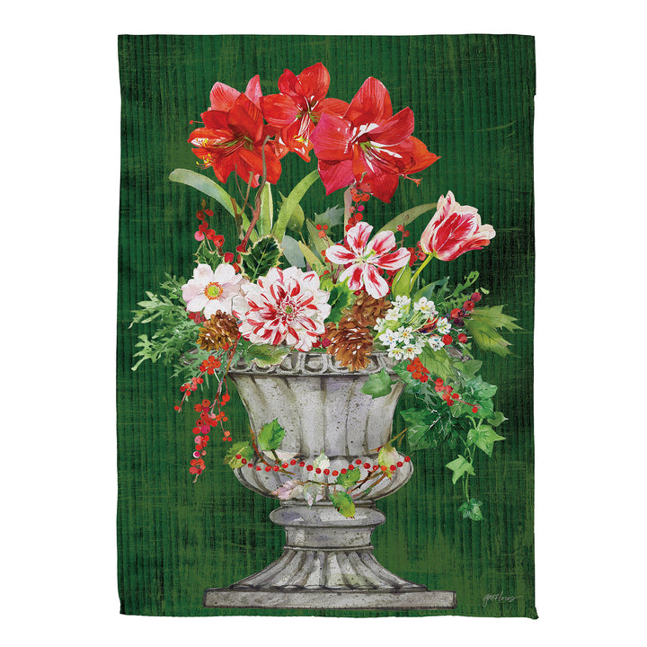 Christmas Flower Pot Suede Garden Flag