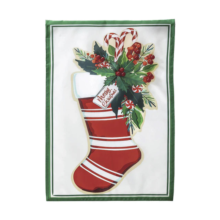 Merry Christmas Stocking Applique Garden Flag