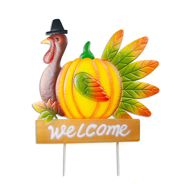 Metal Turkey Welcome Stake Yellow