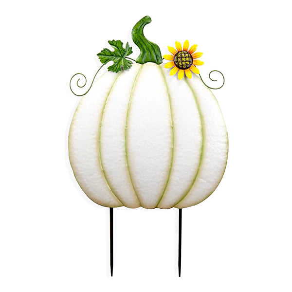 Metal White Pumpkin Stake