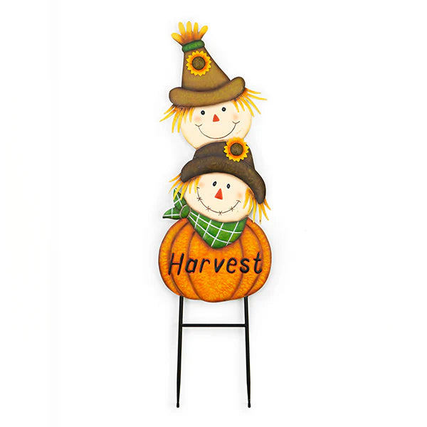 Metal Scarecrow and Pumpkin Stake