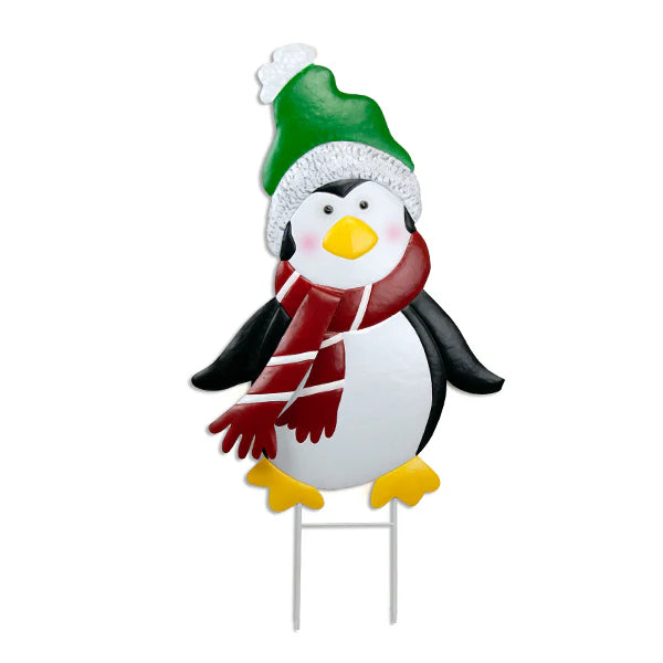 Metal Penguin with Scarf Stake