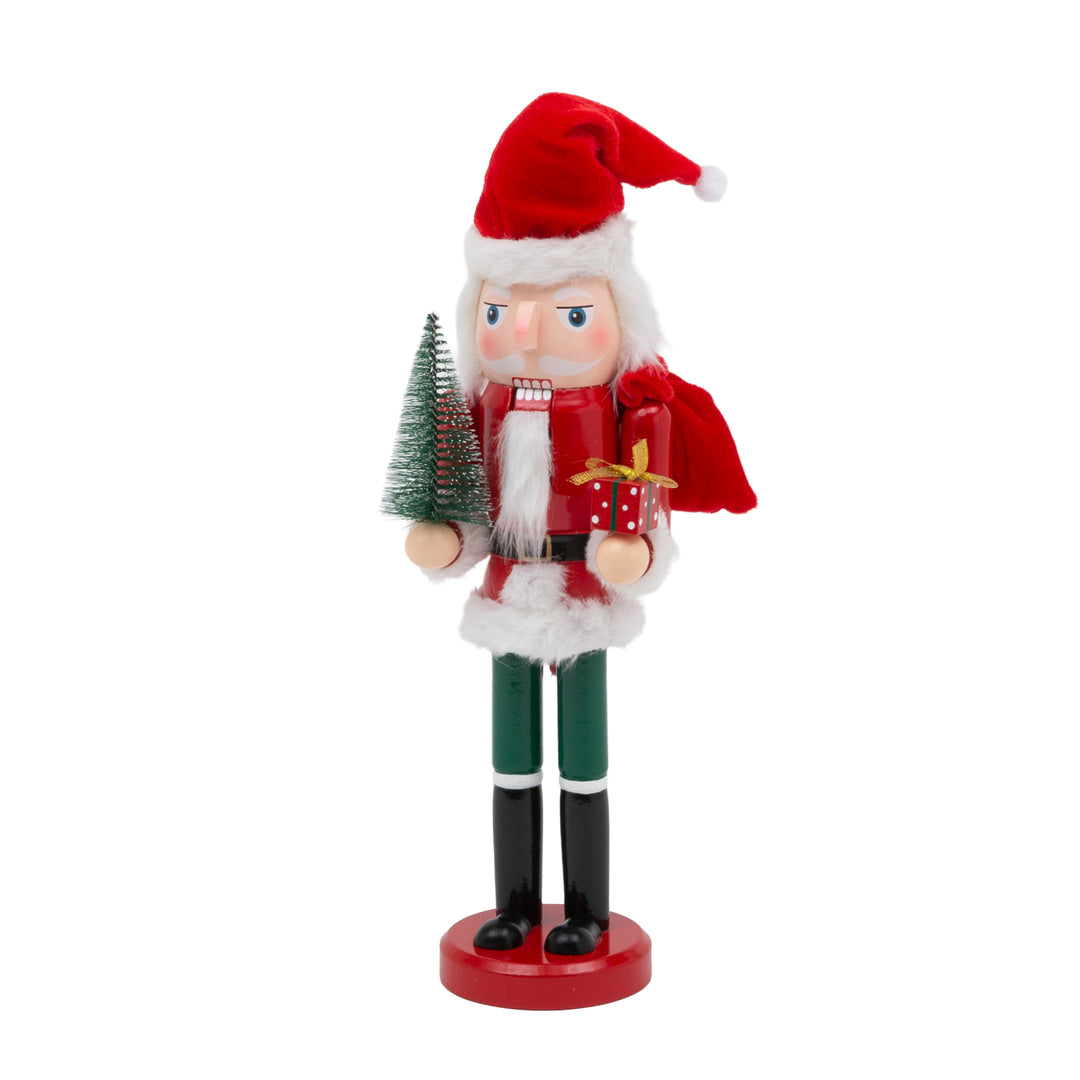 Wooden Nutcracker with Red Santa Hat