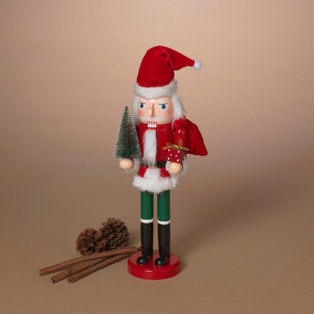 Wooden Nutcracker with Red Santa Hat