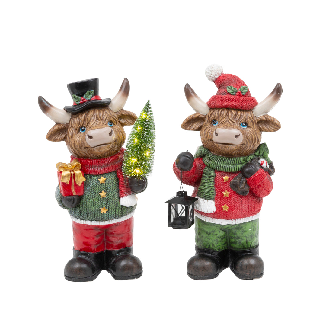 Lighted Highland Cow Holiday Figurine