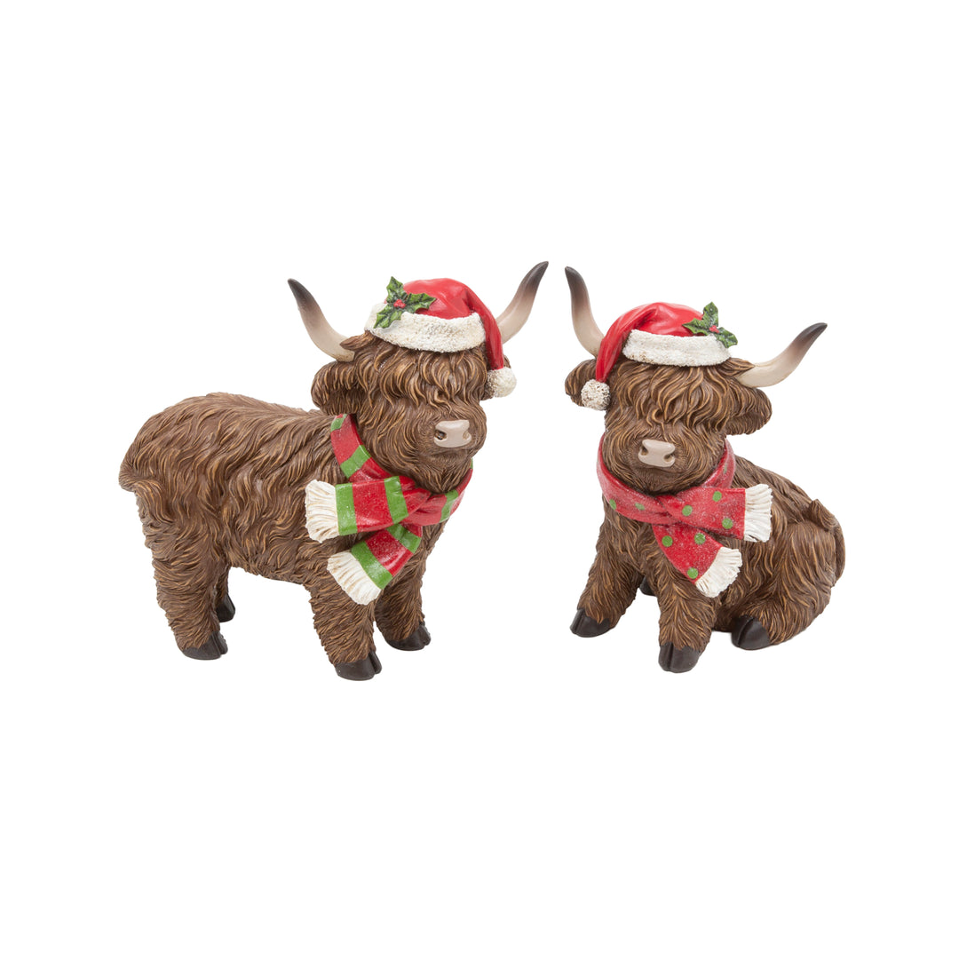 Holiday Highland Cow with Santa Hat