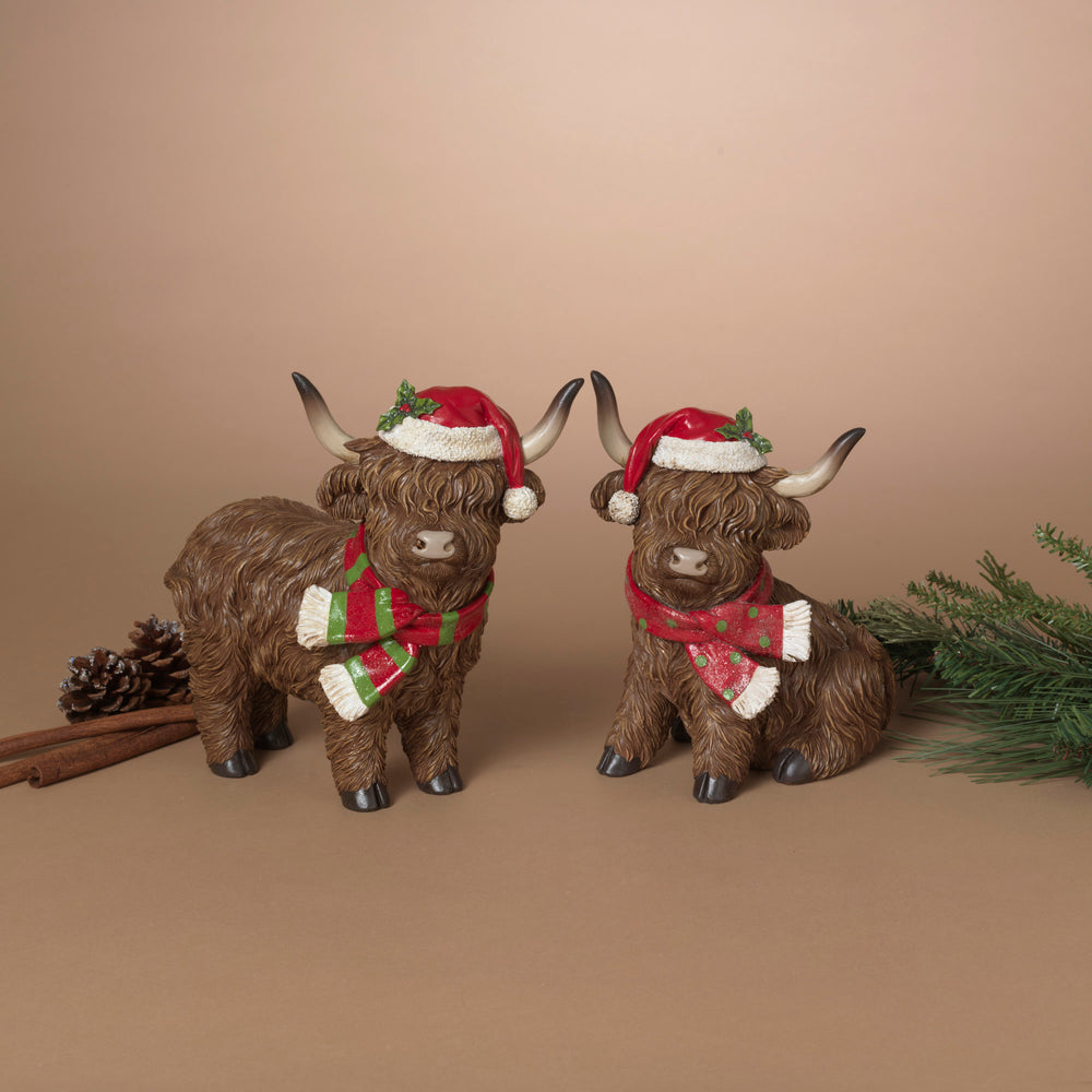 Holiday Highland Cow with Santa Hat