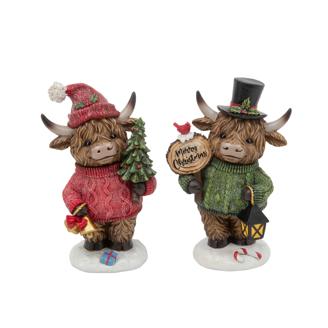 Holiday Highland Cow with Knit Sweater