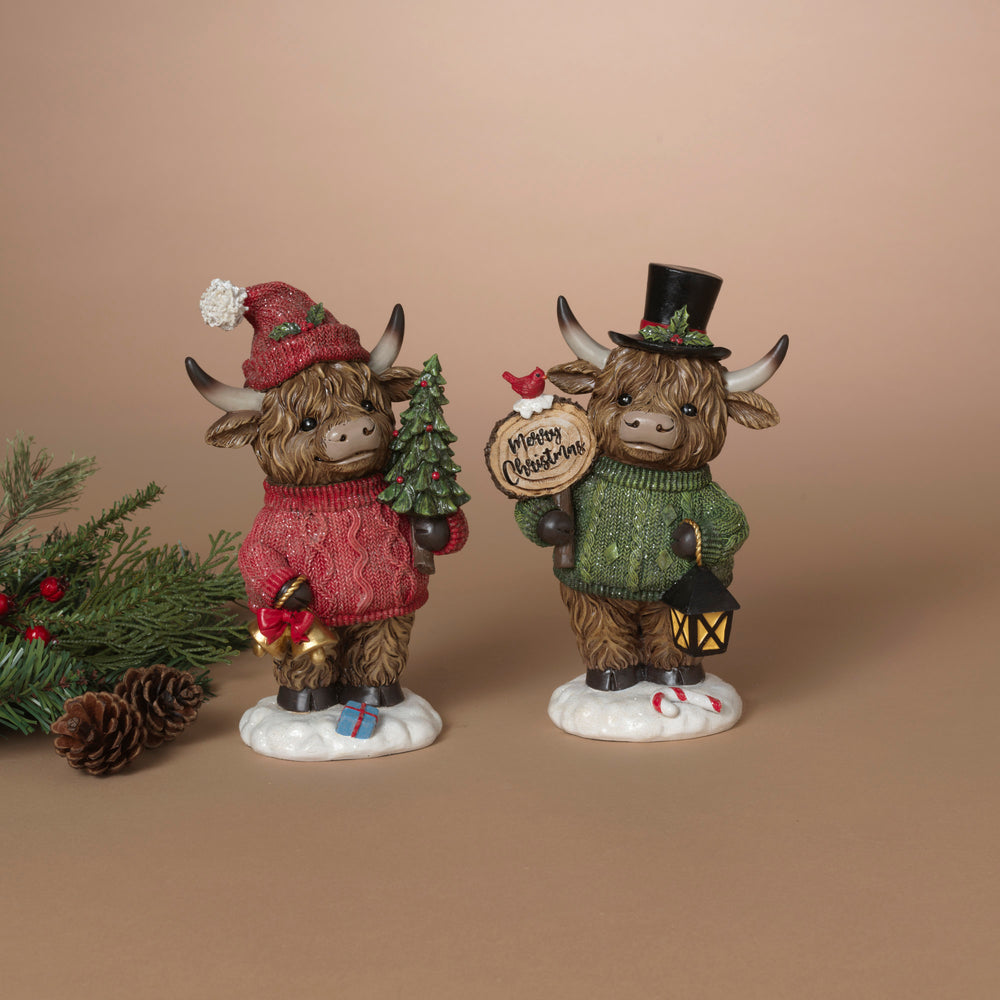 Holiday Highland Cow with Knit Sweater