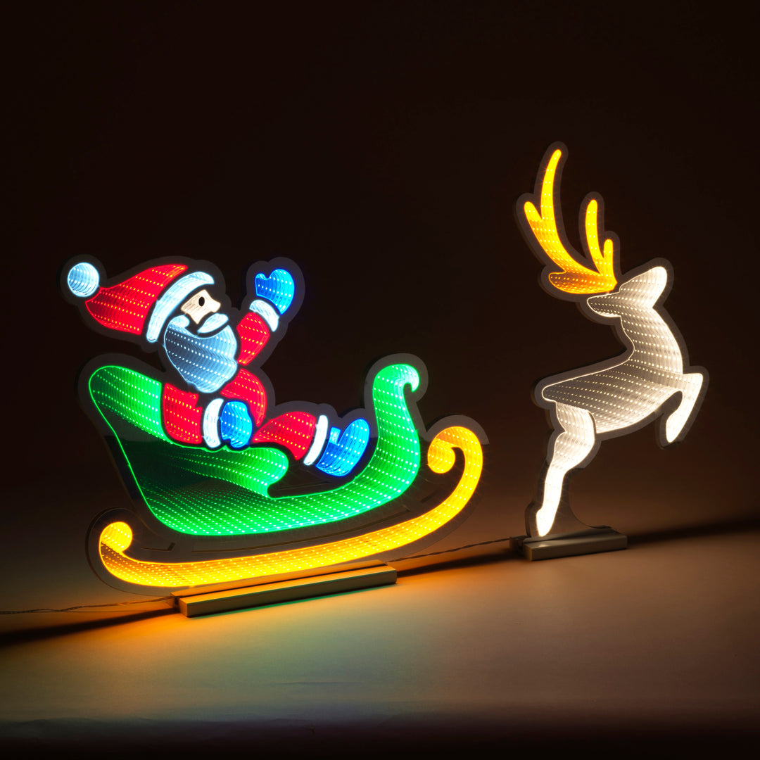 Infinity Light Holiday Sleigh with Santa and Deer
