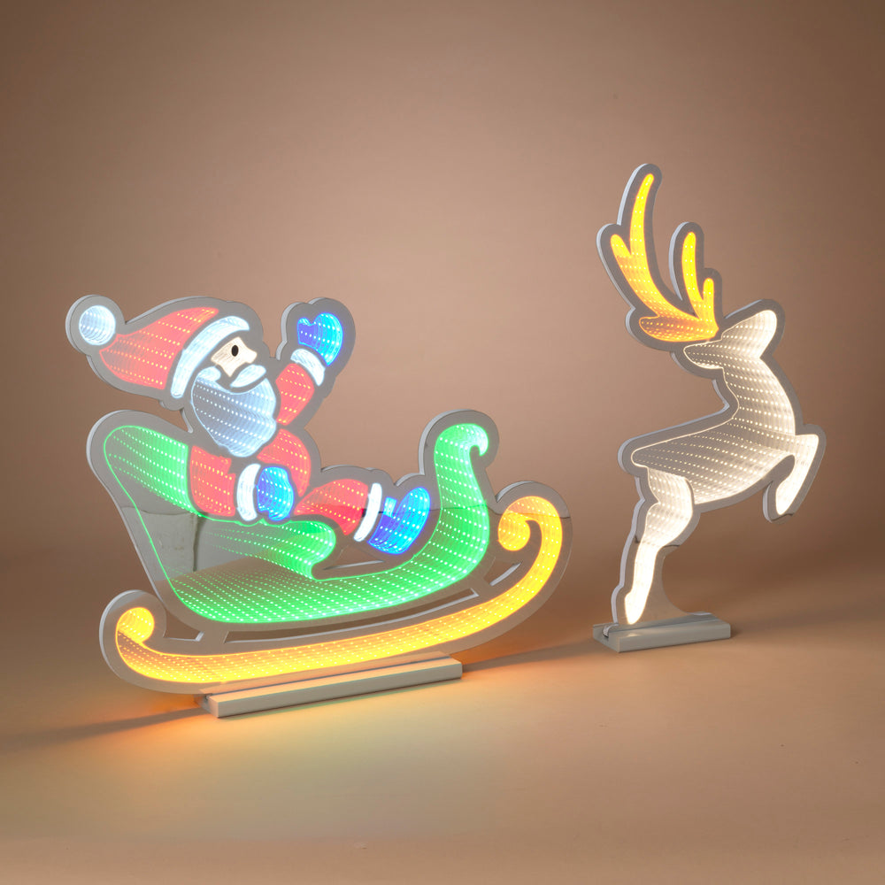 Infinity Light Holiday Sleigh with Santa and Deer