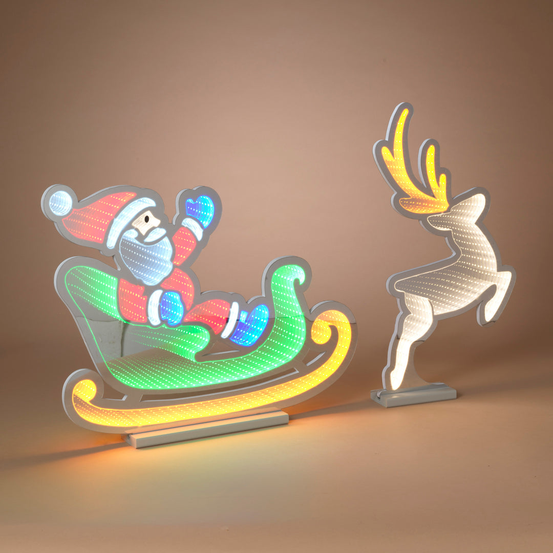 Infinity Light Holiday Sleigh with Santa and Deer