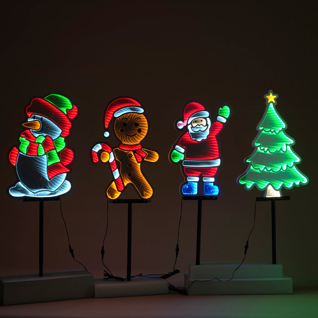 Set of Four Infinity Light Holiday Yard Stakes