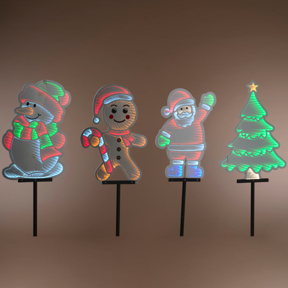 Set of Four Infinity Light Holiday Yard Stakes