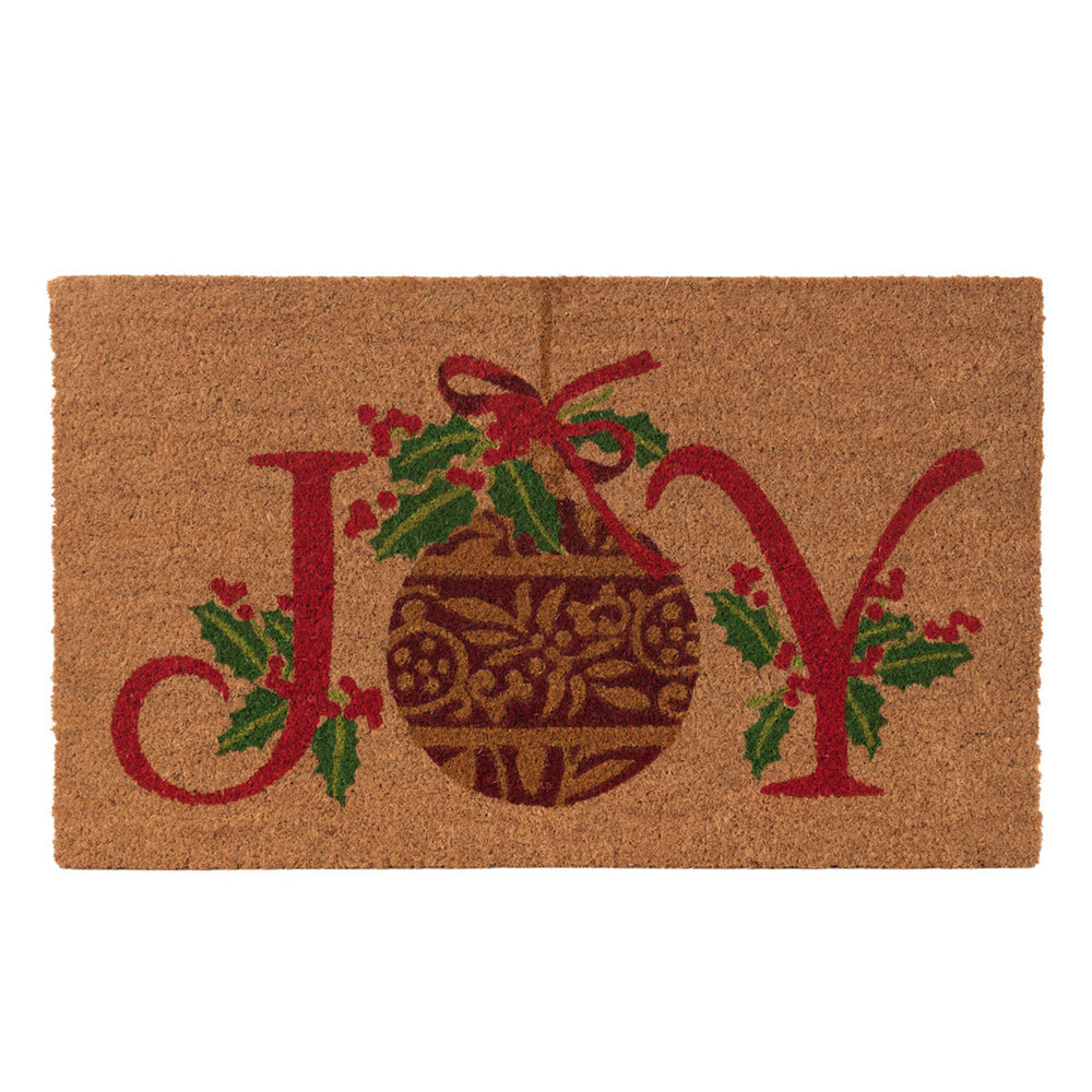 Festive Coir Doormat Joy Ornament